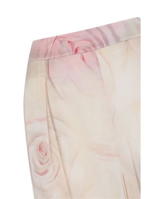 Pantaloni ampi in raso con stampa rose BLUGIRL | RA6102 T530AP9400